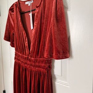 Baltic Born Red and Orange Smocked Velvet Dress